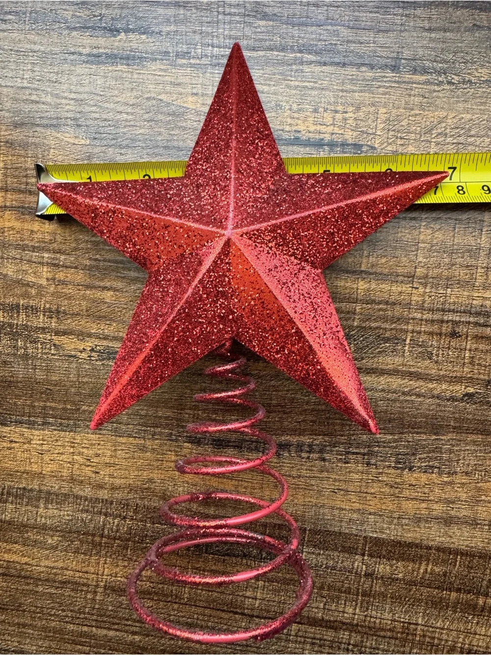 Red Glitter Christmas Tree Topper Star Metal Wire Base New